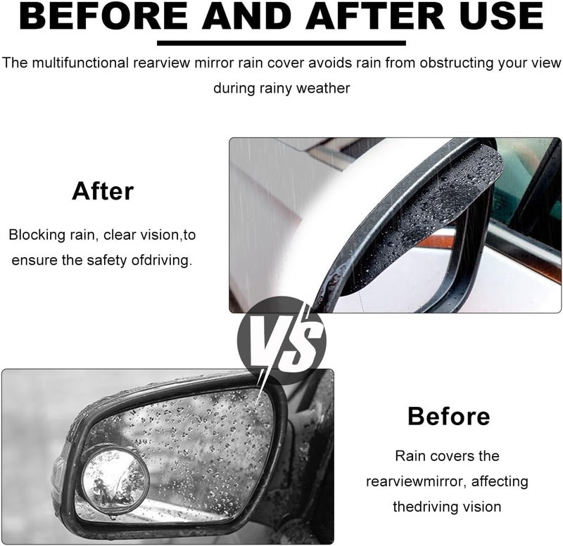 Wevdn 2 PCS Mirror Rain Visor Eyebrow, Waterproof PVC Auto Exterior Rear View Mirror Rain Visor Guard, Rainproof Side Mirror Rain Visor Eyebrow Cover for SUV Truck, Car Accessories (Aluminum Black) - Image 4
